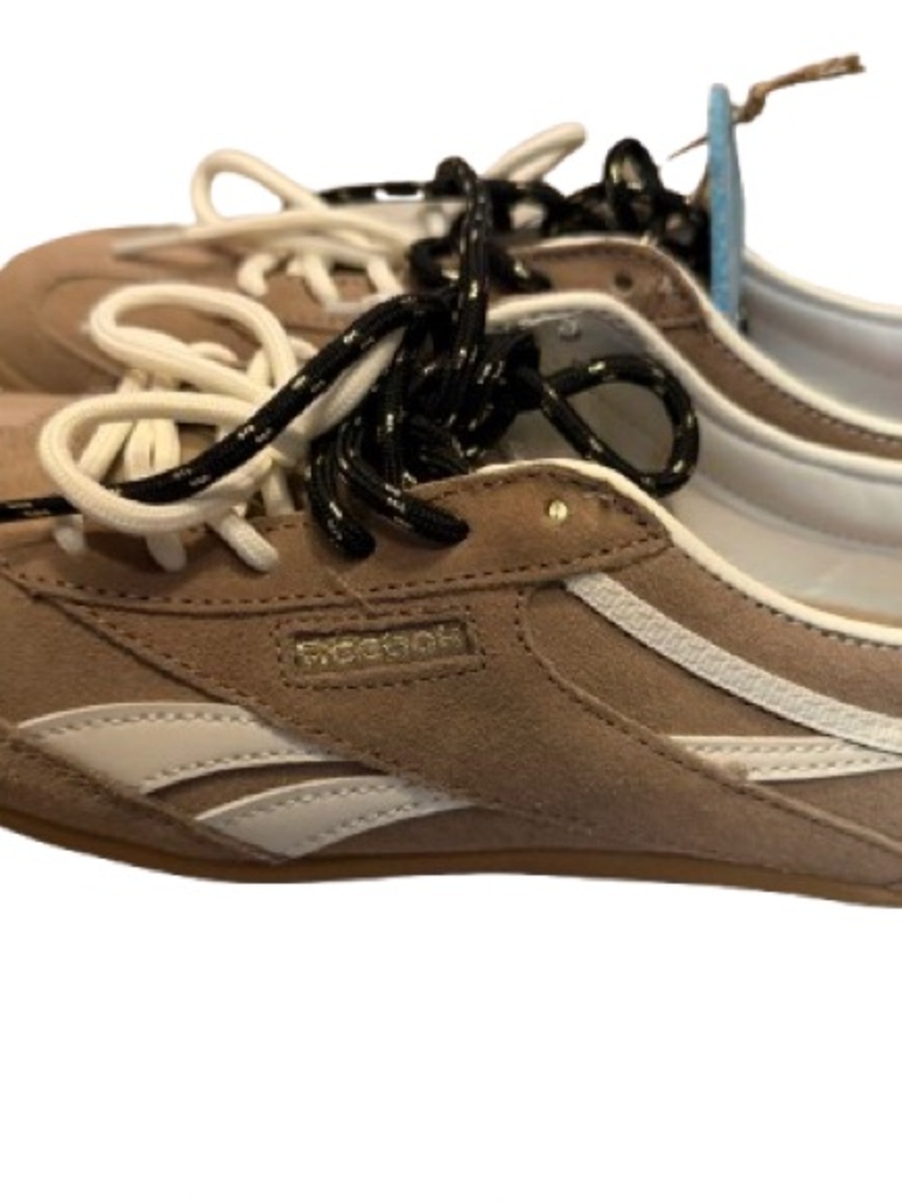 Reebok Women’s Suede Sneaker in Tan and White